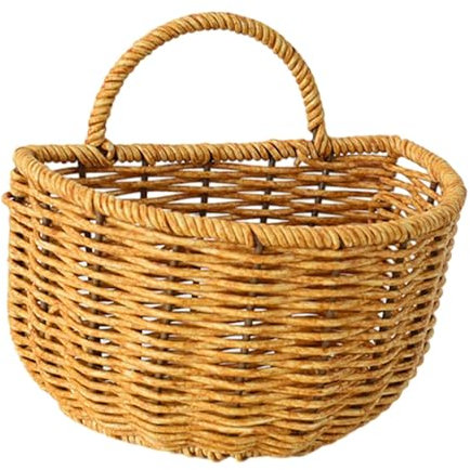 KESOTO Gewebter Halbrunder Hängekorb, Raumdekoration, Wandmontierter Aufbewahrungs Organizer, Obst Und Kleinteile Organizer für Den Gartenschrank, Groß 16cmx11cmx15cm