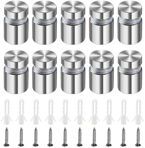 Lyeteung 10 Stücke 16×20 mm Schilder Abstandshalter, Edelstahl Schilderhalter Werbeschraube, Werbung Schrauben Abstandshalter, Glasabstandsbolzen mit Schrauben und Spreizrohr, für Schilder Displays