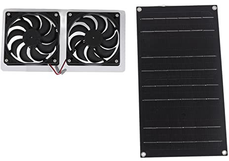 Ventilador Solar, Accesorios de Invernadero 100W Kit de Ventilador de Panel Solar de 12V Air Acondicionador Solar con Panel Solar, Ventilador, Cable USB para Aplicaciones