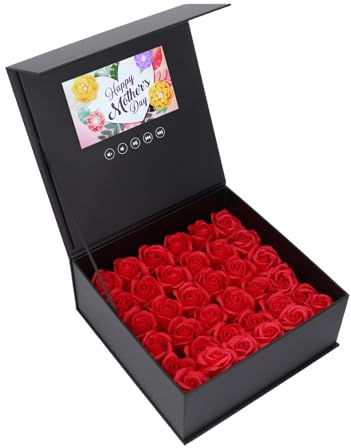 Romantische Video-Player-Geschenk-Box, Rosenbox mit Video-Grußkarte, Schmuck-Blumenkasten, 17,8 cm, Farbdisplay, Video-Grußkarte, High-Definition-Wiedergabe für Hochzeitswerbung