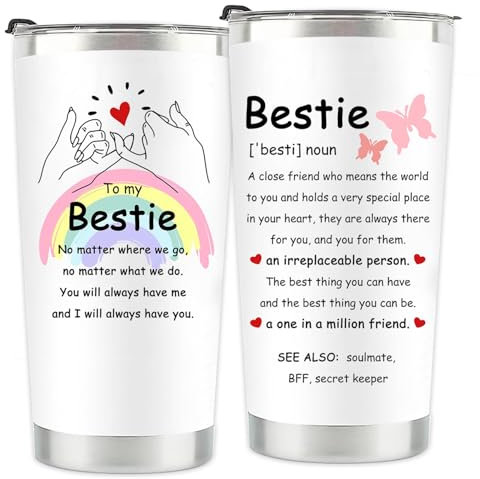 Friendship Gifts for Women, Bestie Gifts for Women Travel Mug Best Friend Birthday Gift, 20 Oz Funny Wine Tumbler, Insulated Coffee Cup Get Well Soon Gift for Bestie Sister Friends Female