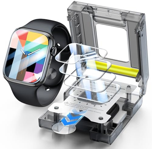 LK 4 Pack Screen Protector for Apple Watch Series 11/10 42mm High Definition With Automatic Installation Case, Bubble Free, Flexible TPU Film, Ultra-Thin Pixel Watch Screen Protector