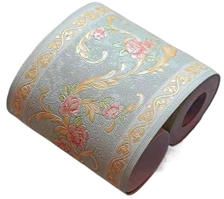 LCKKJHG Selbstklebende BordüRe DIY geprägte Wandbordüren-Aufkleber, Vinyl, wasserdicht, Heimdekoration, selbstklebend, Tapete, Fuß, Taillenlinie, Aufkleber, Küchendekoration(Blue Rose)
