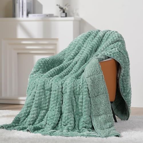 Mr. Sandman Gewichtsdecken für Erwachsene, Queen-Size-Größe, 6,8 kg, warme Sherpa-Fleece-Überwurfdecke für Schlaf und Ruhe, weiche, gemütliche, schwere Bettdecke mit Jacquard-Flanell, 152,4 x 203,2 cm