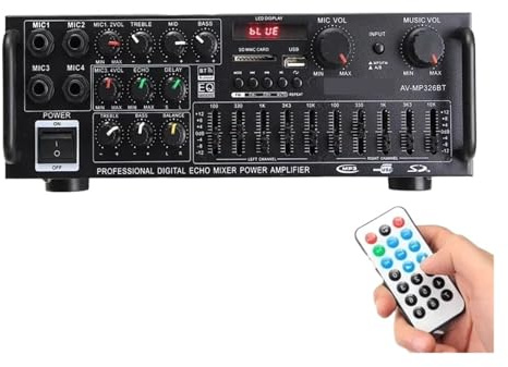 Amplificador de Potencia Bluetooth de 2000 W, Amplificador HiFi, Altavoz, Control Remoto, 2.0 Canales para Cine en casa