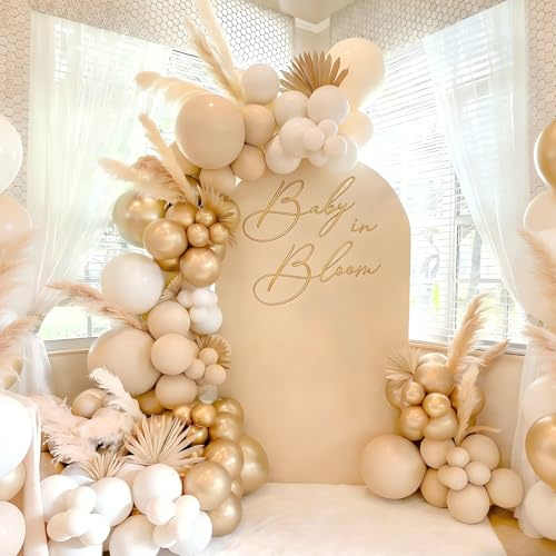 Sand White Gold Balloon Arch Kit,106Pcs White Sand and Gold Balloon Arch Garland Kit with 5/10/18Inch White Nude Balloons for Birthday Party Decoration,Boho Weddding,Baby Shower,Anniversary