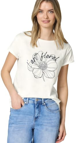 Street One Kurzarm Shirt mit floralem Artwork Off White 46