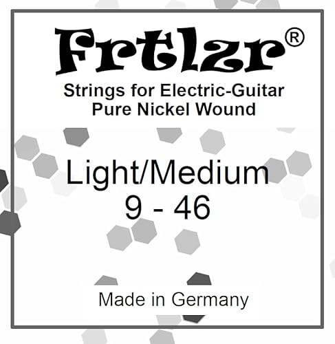 FRTLZR Corde per chitarra elettrica con rivestimento in puro nichel, calibro 9-46, a ferita, realizzate in Germania