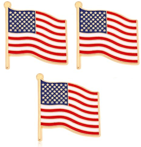 Teron Broche de bandera americana de 3 Uds. Pin de la serie de la bandera del país del esmalte para solapa, chaqueta, sombrero, mochila