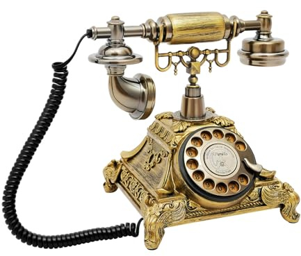 Cable Retro Telefon Retro-Festnetztelefon mit Wählscheibe Antikes Telefon Drehwahltelefon Dekoratives Heimbürotelefon Nostalgie Festnetztelefon Vintage Telefon mit Wählscheibe und Schnur