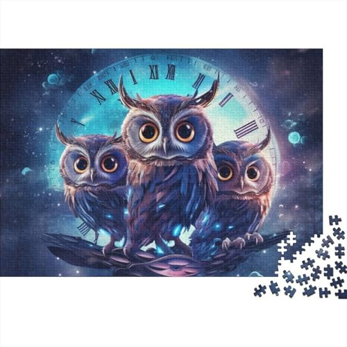 Geheimnisvolle Eule Puzzle für Erwachsene 1000 Teile Puzzle Spiel Papier Sternenhimmel Uhr Entspannung Konzentration Familienspaß Deko Geschenk 52x38cm/1000pcs