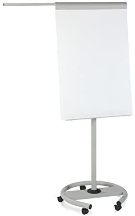 Rocada | Flipchart mit Rollen | Höhenverstellbar bis 190 cm | Flipchart mit Rollenfuß, Papierhalter und Haken | Beschreibbar, Abwischbar, Magnetisch | Mobiles Flipchart 68x95 cm