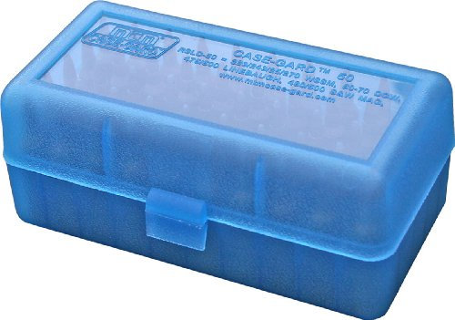 MTM 50 Round Flip-Top Rifle Ammo Box WSSM, 500 S&W (Clear Blue), 2.46-Inch