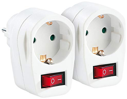 revolt Stecker mit Schalter: 2er-Set Stromspar-Steckeradapter mit Netzschalter für 230-V-Geräte (Steckerschalter, Zwischenschalter Steckdose, Schaltbare Einzelsteckdose)