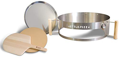 KettlePizza Pizzaofen-Set für Holzkohlegrills (Weber-Style) – inkl. Stein und Holzschäler – Kochen Sie Holzgebrannte Pizza zu Hause