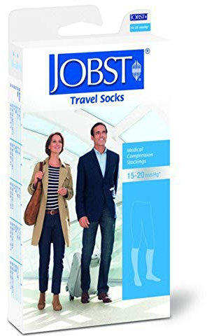 JOBST Travel Reisestrümpfe für Damen und Herren - hilft, Reisethrombosen vorzubeugen - weich, atmungsaktiv dank 33% Baumwollanteil, Beige, Size 1