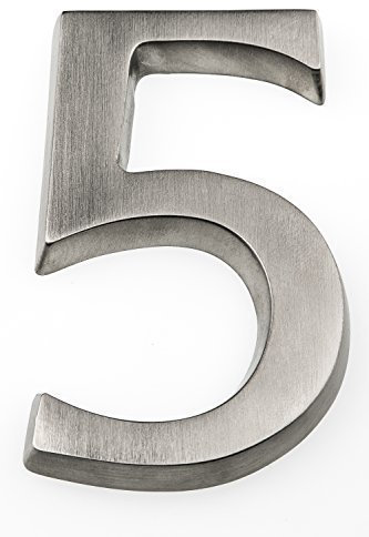 HUBER numero civico in alluminio 5 10 cm I numeri civici per casa & porta - targhette con numero civico in alluminio nobile design 3D, anodizzato