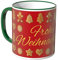 WANDKINGS® Tasse, Schriftzug: Frohe Weihnachten mit Lebkuchenmännchen, Glocken, Tannenbäume - GRÜN