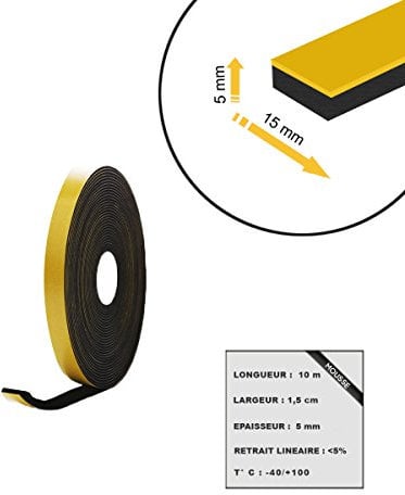 EPDM Schaumgummi Klebstoff schwarz 15x5mm Länge 10m