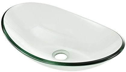 [neu.haus] Neuhaus Waschbecken aus gehärtetem Glas (47x31cm) oval Aufsatzbecken Schale