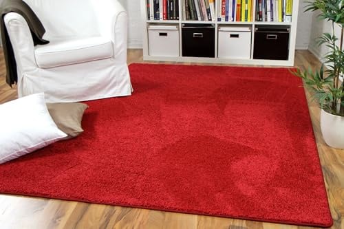 Snapstyle Hochflor Velours Teppich Mona Rot in 24 Größen