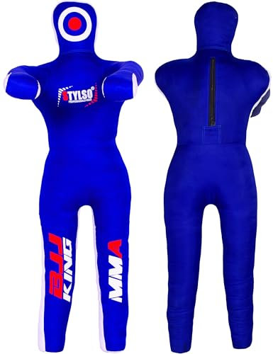 Ungefüllter Grappling-Dummy, Wrestling-Attrappe, Jiu Jitsu, Schnuller für BJJ, MMA, Judo, Karate, Training, Erwachsene, Kinder und Jugendliche, Übungs-Dummies (Blau, 182,9 cm)