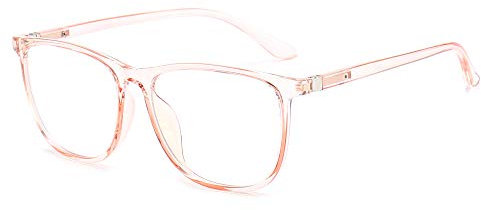 SUNGAIT Federscharnier Blaulichtfilterbrille Anti Blue Ray Digital Screen Glasses SGT902 (Transparenter Rosa Rahmen)