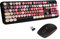 LETTON Wireless Keyboard Mouse Combo, 2.4GHz USB Typewriter with 108 Colorful Round Key, Full Size Office Computer Retro and Cute 3 DPI for Mac PC-Black