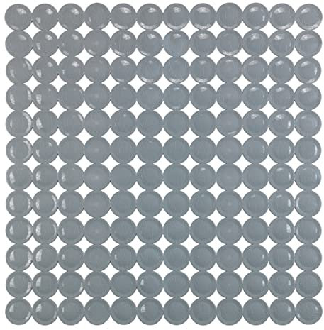 WENKO Duscheinlage Belem, Antirutsch-Duschmatte mit Saugnäpfen, Klassische Duschunterlage aus geometrisch angeordneten Kreisen für alle gängigen Duschtassen, aus robustem Kunststoff, 54 x 54 cm, Grau