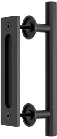 QINAIXQM 30cm Poignée de Porte Coulissante Poignée de Porte de Grange Coulissant Noir