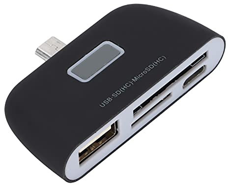 Entatial Lecteur de Carte avec Port de Charge Micro USB, Smart Reader Lecteur de Carte OTG Mini Plug and Play Multifonction de Grande capacité pour Tablette pour téléphone Portable