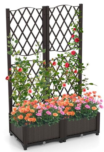 COSTAWAY Fioriera da Esterno per Piante Rampicanti Verdure con Auto Irrigazione e Fori di Drenaggio, Ideale per Giardino, Cortile e Balcone (80 x 40 x 122 cm)