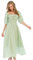 R.Vivimos Women's Polka Dot Slim Fit Half Sleeve Dresses Square Collar Long Midi Dress(Small,SageGreen)