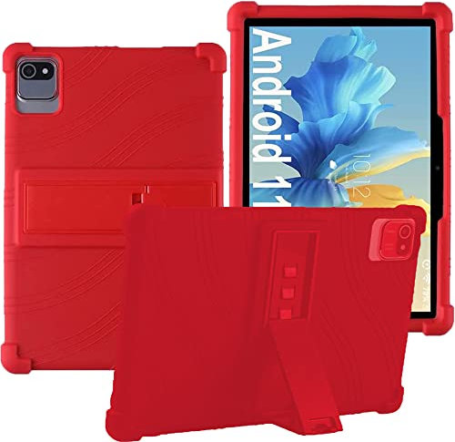 YHFZR Coque pour OUZRS Tab-M1 10 Pouces, Silicone Antichoc Léger Housse de Protection avec Support Stand pour OUZRS Tab-M1 10 Pouces, Rouge