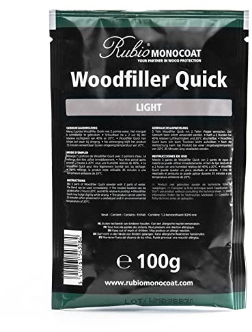 Rubio Monocoat Woodfiller Quick (Light), sac de 100 g | Mastic de remplissage à séchage rapide pour menuiserie intérieure et réparation de bois copeaux