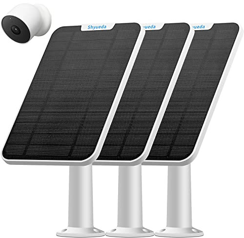 4W Solar Panel Charging Compatible with Google Nest Camera Outdoor & Indoor (Battery Version),IP65 Weatherproof,Includes Secure Wall Mount,with Upgraded Professional Anti-Theft Rope(White) (3)