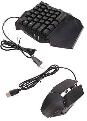 Dpofirs Einhand RGB Gaming Tastatur und Hintergrundbeleuchtete Maus Kombination, Einhand Tastatur Maus Set, Kabelgebunden, 35 Tasten, RGB Hintergrundbeleuchtung, Tragbare Spieltastatur