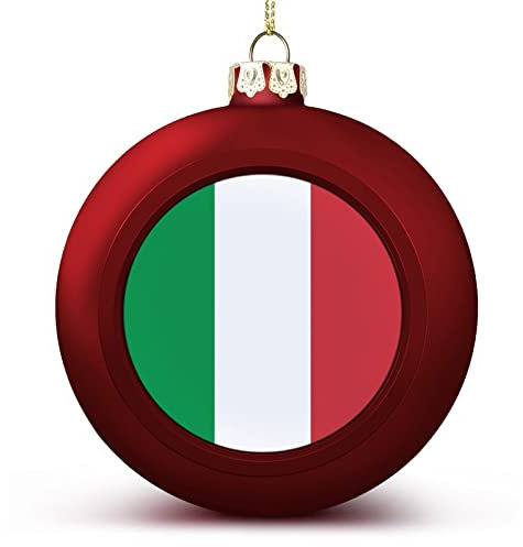 1 x Weihnachtskugeln Ornamente Italien Nationalflagge Weihnachtsdekoration Italien Baumkugeln für Urlaub Weihnachten Party Dekoration