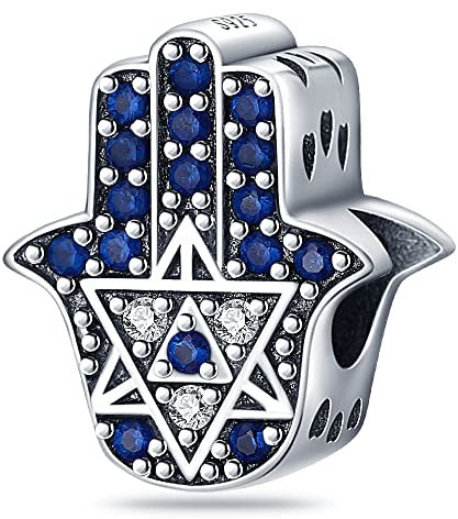 LNQOBU Hand der Fatima Charms Anhänger 925 Sterlingsilber Sport Fußball Charms für Armbänder Halskette Kmpatibel mit Europäischen Armbändern