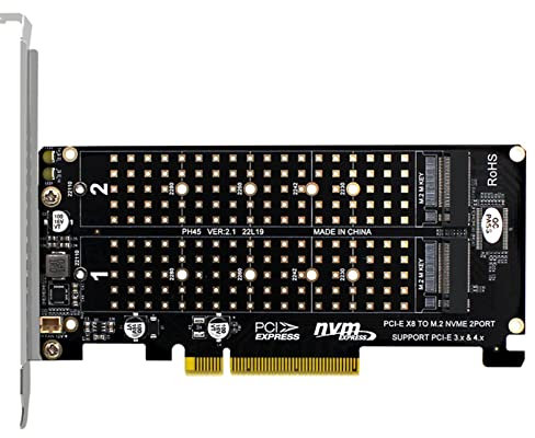 WANGCL 2 in 1 NVME PCIE Adapter M.2 M-Key auf PCIE 8X mit Montagehalterung für Desktop Motherboard Festplattenerweiterung