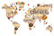 wandmotiv24 Fototapete Weltkarte Kaffee Küche, 400 x 280 cm - selbstklebende Strukturtapete, Wanddeko, Wandbild, Wandtapete, Kaffeebohnen Weltatlas M6155