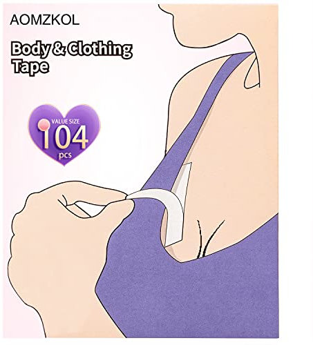 AOMZKOL 104 Stück Fashion Tape, Doppelseitiges Klebeband Kleidung mit Langen und Fächerförmigen Streifen für Bh Träger Kleid Damen Bekleidung Zubehör und Empfindliche Haut