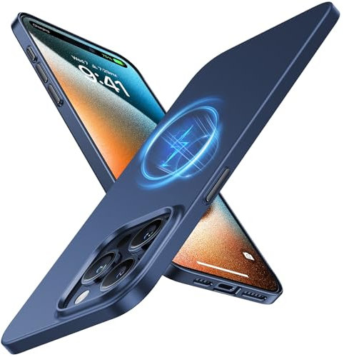 TORRAS Ultra Dünn für iPhone 15 Pro Max Hülle für MagSafe (Nr. 1 Magnetkraft, Nie Staub anhaftend) Velvety Touch Handyhülle iPhone 15 Pro Max Case Stoßfest Kratzfest Wie Original iPhone Slim Blau