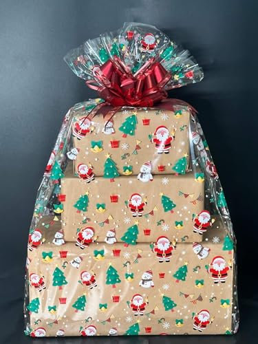 60CM x 78CM Weihnachts Cellophan Taschen für Geschenk Körbe für klare Körbe Taschen Große Cello Taschen (10 Pcs)