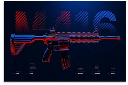 BBAUER CSGO Game HK416 Poster Dekorative Malerei Leinwand Wandkunst Wohnzimmer Poster Schlafzimmer Malerei,Wandkunst Bilddruck Moderne Familienzimmer Dekor 08x12inch(20x30cm)