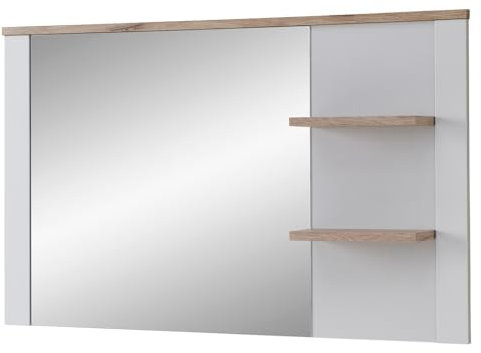 Lomadox Garderobenspiegel matt grau mit Eiche Landhausstil, 130 cm breit Garderobe Flur Diele Spiegel