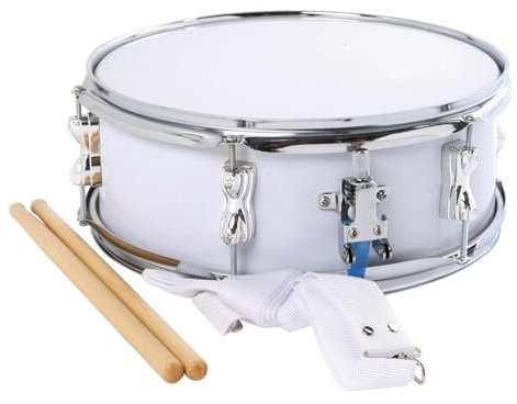 rockible 13 Zoll Snare Drum Musikinstrumente Doppeltontrommel Musiktrommeln für Jungen Mädchen, Weiß