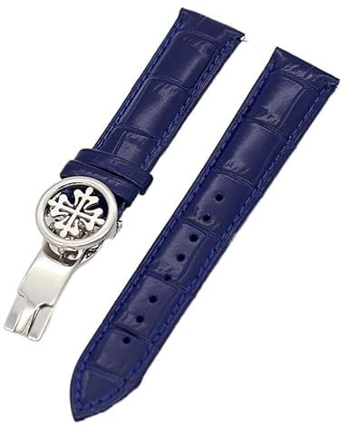 vkeid Echtleder-Uhrenarmband 19 mm, 20 mm, 22 mm, Uhrenarmbänder für Patek Philippe Wath-Bänder mit Faltschließe aus Edelstahl für Herren und Damen