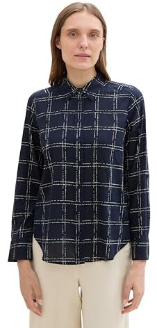 Tom Tailor Damen Hemdbluse mit Muster, 35889 - Delicate Navy Check Design, 40