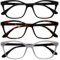 OPULIZE KAT Lesebrille - 3er-Pack - Cat-Eye Katzenaugen-Fassung - Schwarz, Braun, Grau - Herren & Damen - Federscharniere - RRR59-127 - +1.00